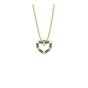 Κομψό μενταγιόν καρδιά, από Ασήμι 925, με πράσινες και λευκές πέτρες. Ιδανικό δώρο αγάπης, με διαχρονική λάμψη και ρομαντικό στυλ.