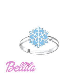 Ασημένιο παιδικό δαχτυλίδι Bellita, με χιονονιφάδα και γαλάζιο σμάλτο. Υποαλλεργικό, από ασήμι 925, ιδανικό για δώρο σε κοριτσάκια.