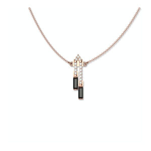 Κομψό μενταγιόν από Ασήμι 925, με ροζ χρύσωμα, μαύρα κρύσταλλα και λάμψεις ζιργκόν. Minimal σχέδιο για κάθε εμφάνιση. Ιδανικό δώρο για γυναίκες με στυλ.