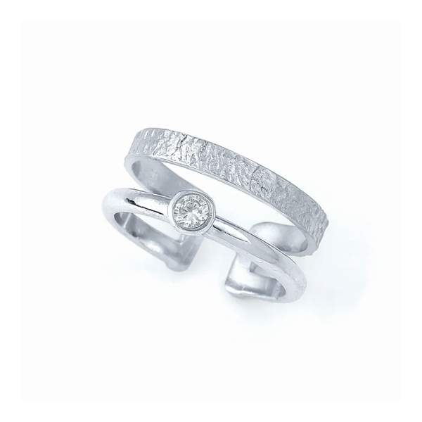 "Matte & Shine" - Δαχτυλίδι Διπλό με Υφές