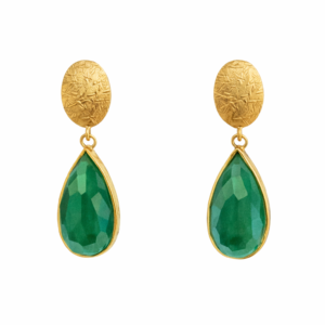 Κομψά σκουλαρίκια από Ασήμι 925, επιχρυσωμένα με διπλή στρώση χρυσού 18Κ και φυσική πέτρα αβεντουρίνης. Ιδανικά για chic εμφανίσεις.