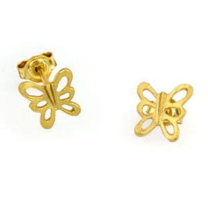 Κομψά σκουλαρίκια από επιχρυσωμένο ασήμι υψηλής ποιότητας με σχέδιο πεταλούδας. Ιδανικό για boho καλοκαιρινές εμφανίσεις.