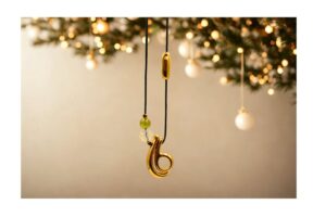 Κολιέ γούρι 2026 από επιχρυσωμένο ορείχαλκο, με περίδοτο, φεγγαρόπετρα και κομψό μαύρο κορδόνι. Ένα μοναδικό γούρι για καλή τύχη και στυλ όλη τη χρονιά!