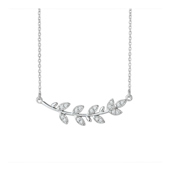 “Leaf” – Κολιέ με Φύλλα Ελιάς και Ζιργκόν