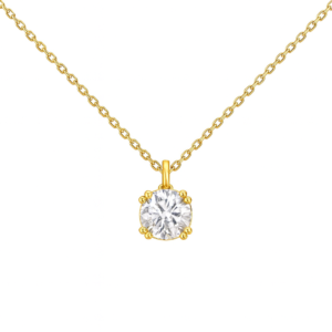 Χειροποίητο κολιέ από επιχρυσωμένο Ασήμι 925 και κεντρικό λευκό ζιργκόν. Ιδανική επιλογή για όσες αναζητούν κάτι ανάλαφρο, μοντέρνο και λαμπερό.