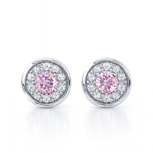 Χειροποίητα σκουλαρίκια ροζέτα από Ασήμι 925, με κεντρικό ζιργκόν σε ροζ χρώμα και μικρές λευκές πέτρες ζιργκόν. Λάμψη σε καθημερινές εμφανίσεις.