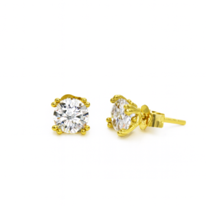 Χειροποίητα σκουλαρίκια από επιχρυσωμένο Ασήμι 925 και κεντρικό λευκό ζιργκόν. Ιδανική επιλογή για όσες αναζητούν κάτι ανάλαφρο, μοντέρνο και λαμπερό.