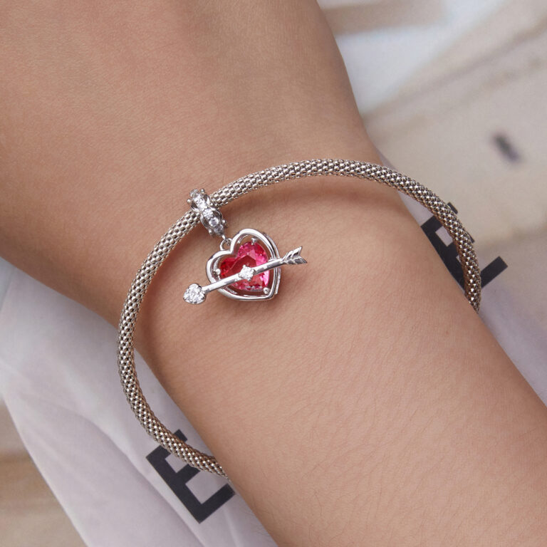 Charm - Καρδιά με Βέλος & Ροζ Ζιργκόν