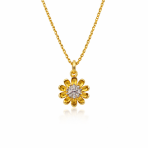 Χειροποίητο, κομψό κολιέ λουλούδι από Ασήμι 925 σε ασημί και χρυσούς τόνους. Διακριτική πολυτέλεια σε καθημερινές εμφανίσεις.