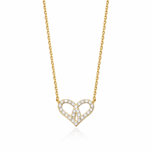 Λαμπερό κολιέ από επιχρυσωμένο Ασήμι 925 με καρδιά και λευκές πέτρες ζιργκόν. Κομψό κόσμημα που συμβολίζει την αγάπη. Ιδανικό δώρο.