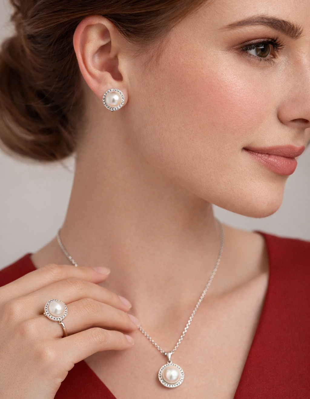 "Lunaria" - Σετ Ροζέτα με Πέρλα