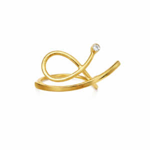 Χειροποίητο δαχτυλίδι από Ασήμι 925, με ματ υφή, λευκή πέτρα ζιργκόν και αφαιρετικό σχέδιο. Statement κόσμημα με μοντέρνα και οργανική αισθητική.