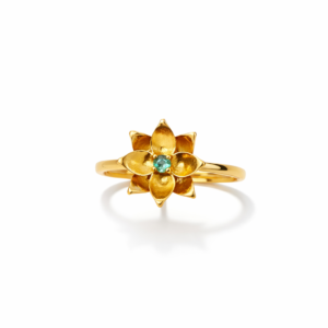 Χειροποίητο δαχτυλίδι από ασήμι 925, με κεντρική πέτρα ζιργκόν σε πράσινο χρώμα και σχέδιο λουλουδιού. Πολυτέλεια και διαχρονική κομψότητα.