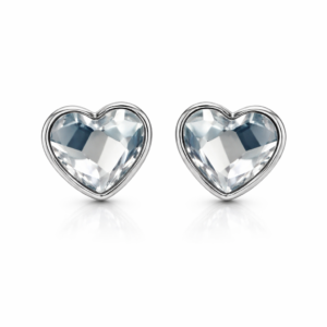 Λαμπερά σκουλαρίκια από Ασήμι 925, με καρδιές και λευκές πέτρες ζιργκόν. Κομψό κόσμημα που συμβολίζει την αγάπη. Ιδανικό δώρο.