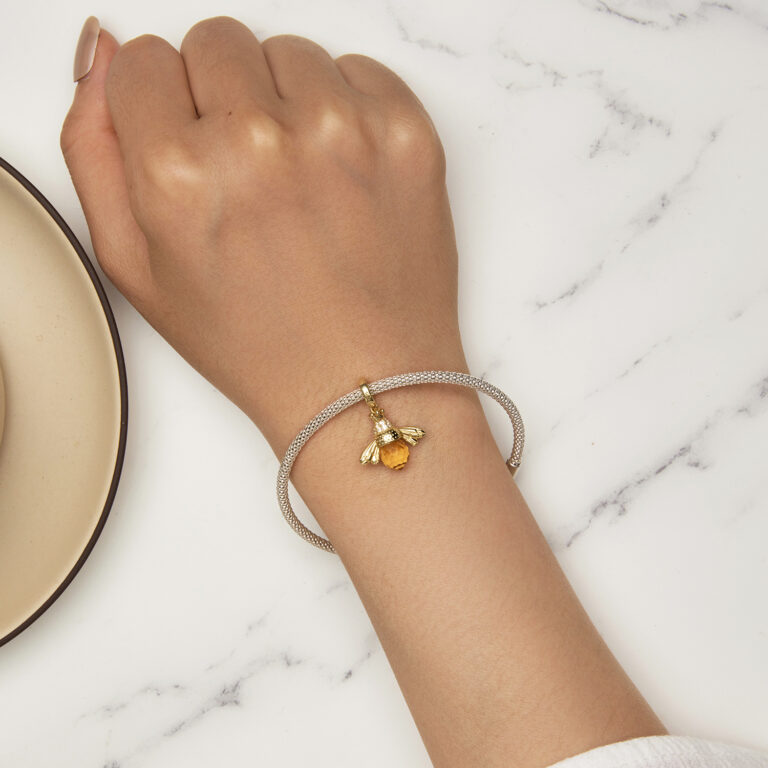 Charm - Μέλισσα με Κορώνα & Κρύσταλλο